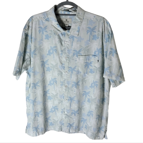 Solitude short sleeve button down palm tree print hawaiian shirt size larger - Picture 1 of 7
